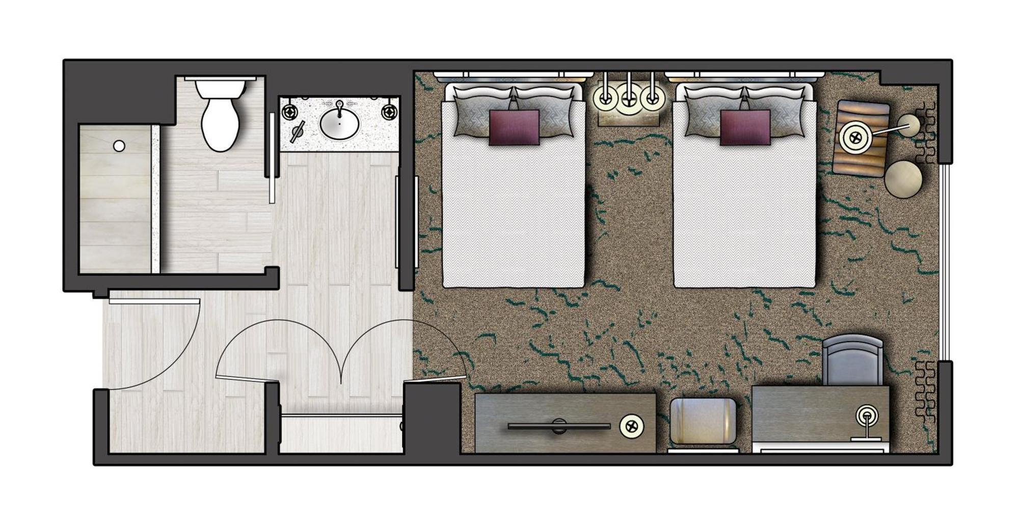 Quarto Standard com 2 Camas Queen-size Acessível para Hóspedes com Deficiência Auditiva (Inclui Passe Universal Express Unlimited Grátis)